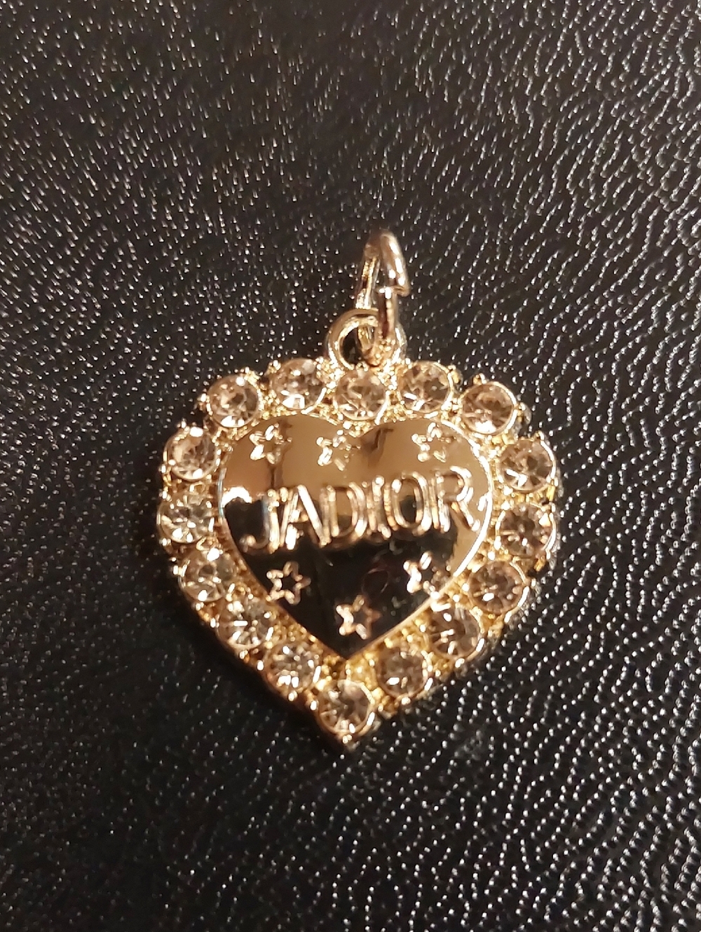 CD Gold Heart Crystal Logo Charm Pendant
